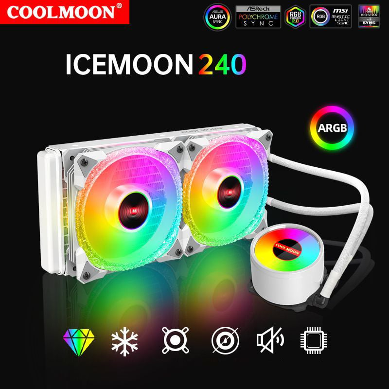 TẢN NHIỆT NƯỚC COOLMOON ICEMOON240 ARGB 2F (Trắng)