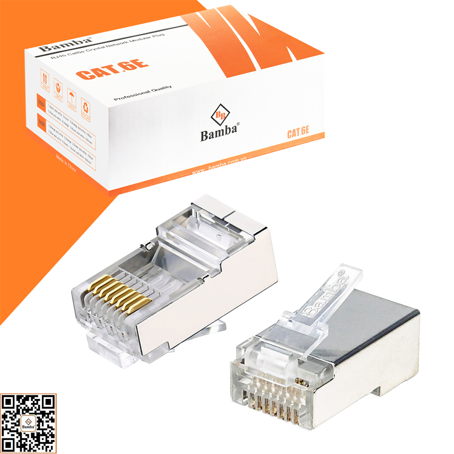 Đầu mạng RJ45 Bamba (1 hộp 100 cái ) 6E