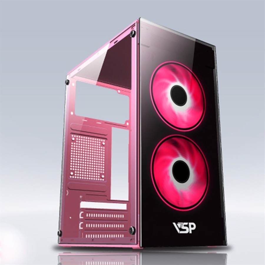 Case VSP V212 (Pink + 2 Fan Led 12cm